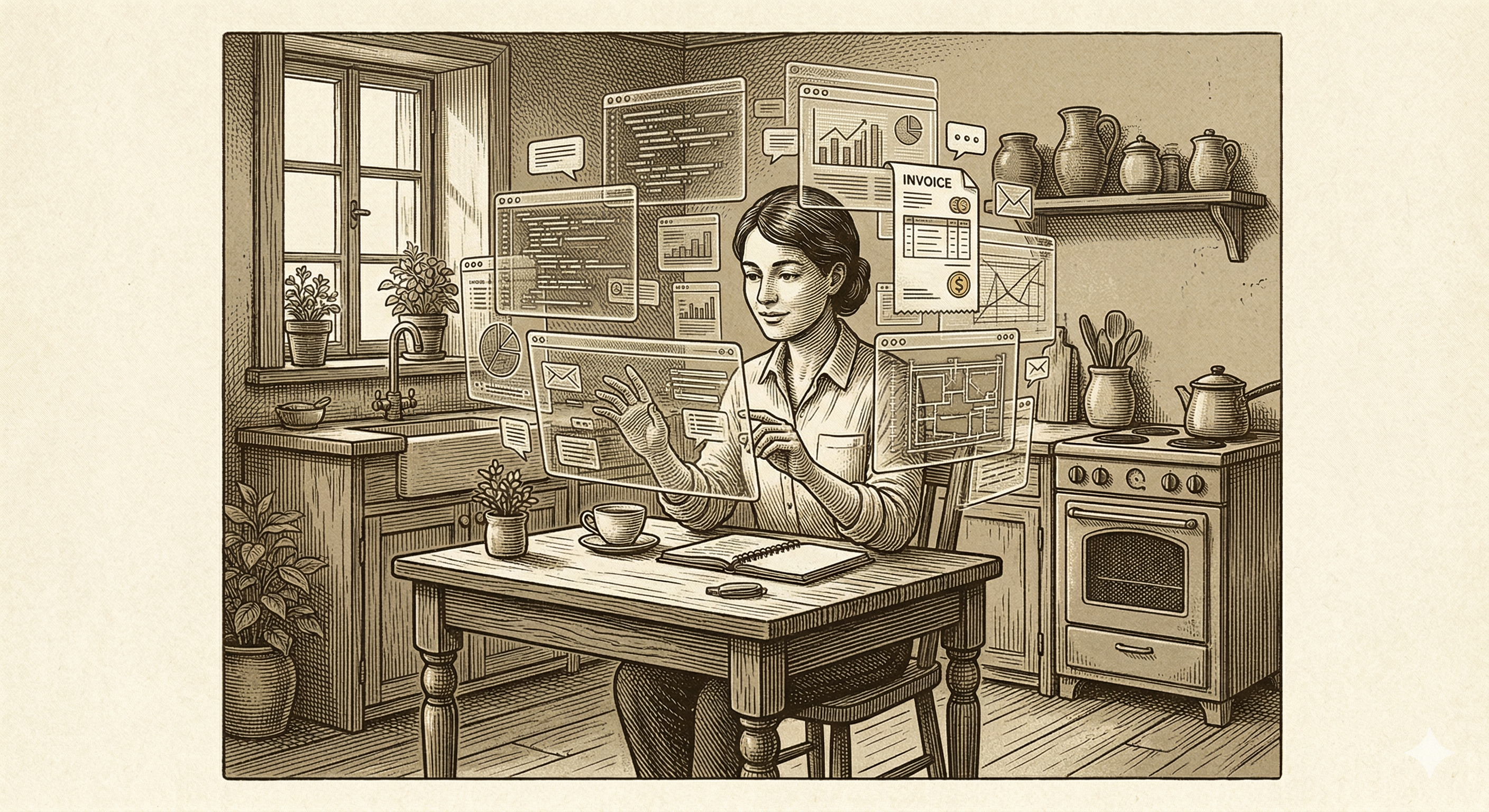 Placeholder for illustration of solopreneur workspace